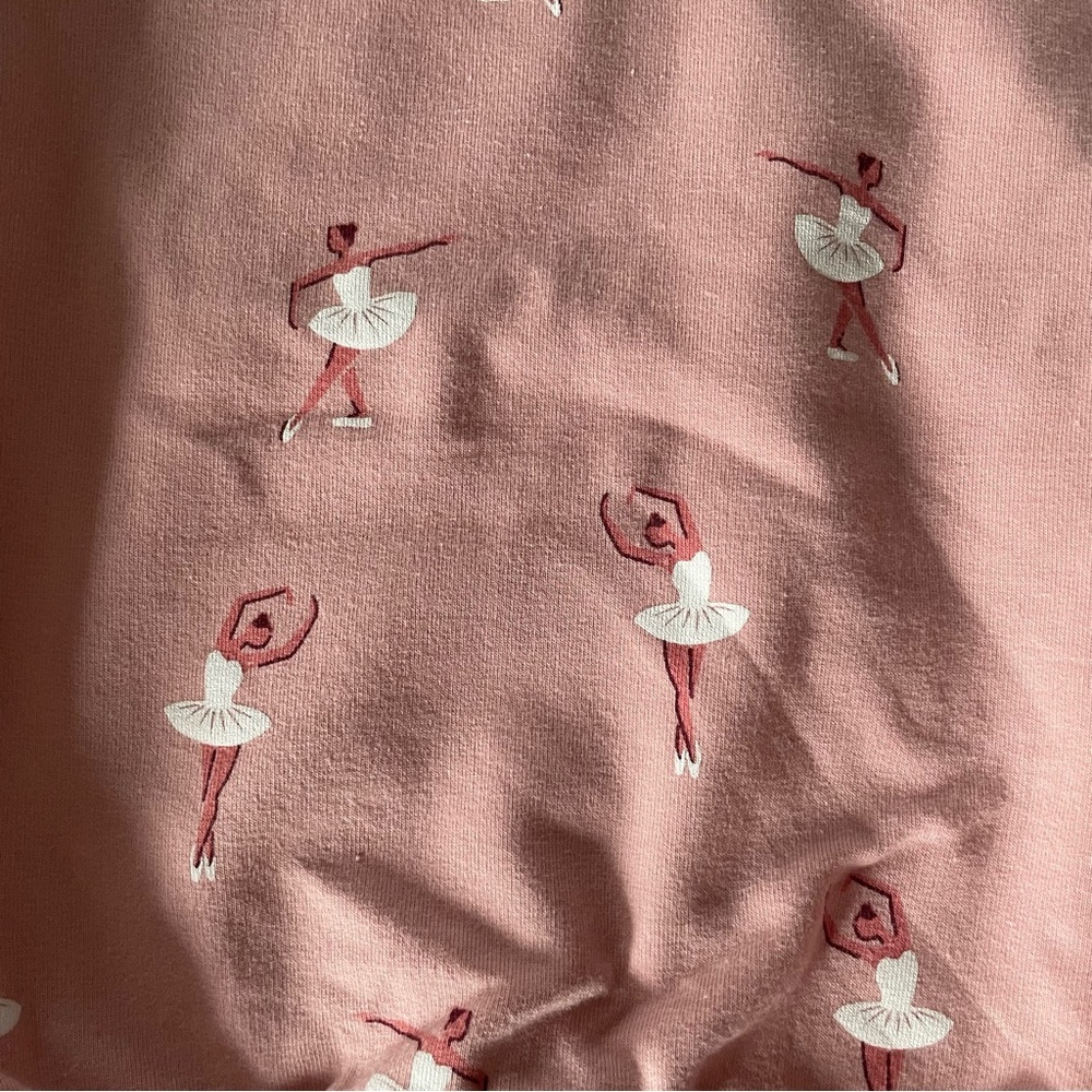 Miles the Label Pink Crew Neck Ruffle Hoodie Ballerina Print on Rose Sweatshirt - Picture 2 of 5